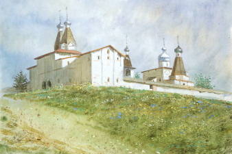 Паскин В. В. Ферапонтов монастырь. Бумага, акварель. 1999. Изображение с сайта lunin-gallery.ru